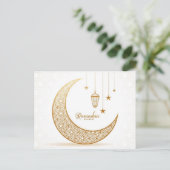 Ramadan Kareem Gold Crescent Briefkaart (Staand voorkant)