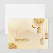Ramadan Kareem Gold Crescent en lantaarn Briefkaart (Voorkant / Achterkant)