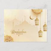 Ramadan Kareem Gold Crescent en lantaarn Briefkaart (Voorkant)