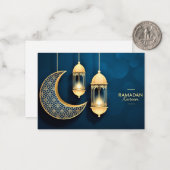 Ramadan Kareem Gold Crescent en lantaarn Notitiekaartje (Voorkant / Achterkant in situ)