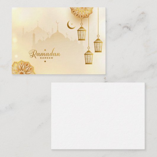 Ramadan Kareem Gold Crescent en lantaarn Notitiekaartje (Voorkant / Achterkant)