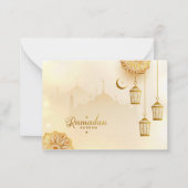 Ramadan Kareem Gold Crescent en lantaarn Notitiekaartje (Voorkant)
