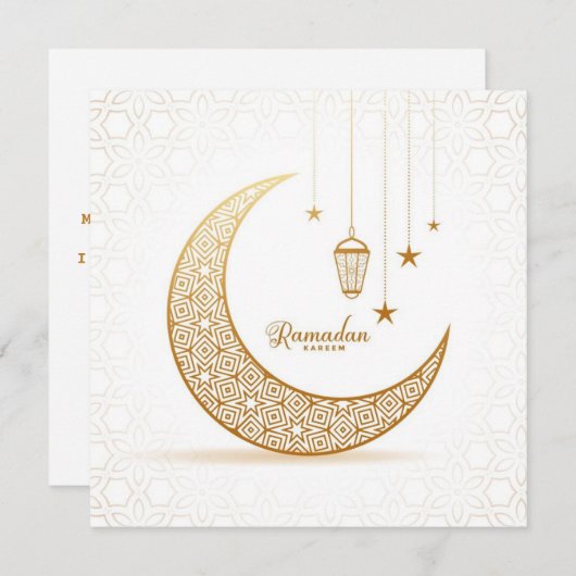 Ramadan Kareem Gold Crescent Feestdagenkaart (Voorkant / Achterkant)