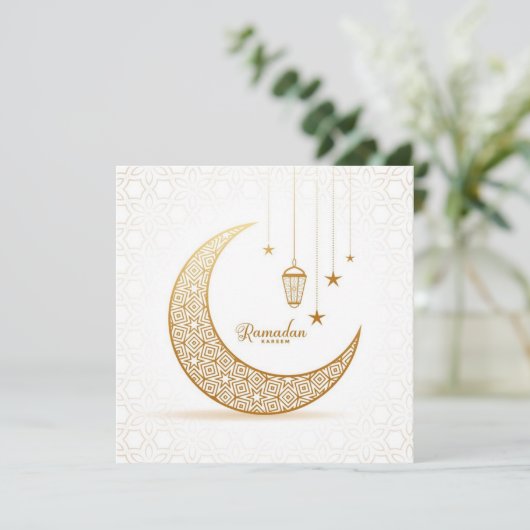 Ramadan Kareem Gold Crescent Feestdagenkaart (Staand voorkant)