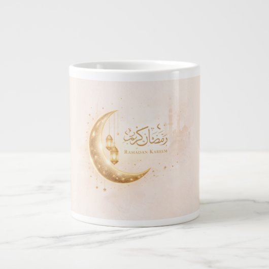 Ramadan Kareem Gold Crescent Mug – Elegant Islamic Grote Koffiekop (Voorkant)