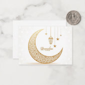 Ramadan Kareem Gold Crescent Notitiekaartje (Voorkant / Achterkant in situ)
