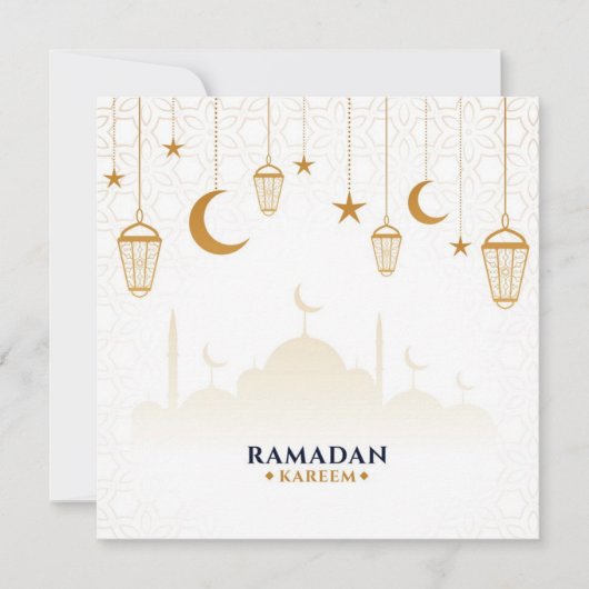 Ramadan Kareem Gold Stars en Crescent Feestdagenkaart (Voorkant)