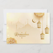 Ramadan Kareem Golden Crescent en lantaarn Feestdagenkaart (Voorkant)