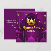 Ramadan Kareem | Golden halve maan en moskee Feestdagenkaart (Voorkant / Achterkant)