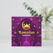 Ramadan Kareem | Golden halve maan en moskee Feestdagenkaart (Staand voorkant)