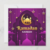 Ramadan Kareem | Golden halve maan en moskee Feestdagenkaart (Voorkant)