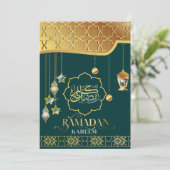 Ramadan Kareem Gouden Groene Arabische Calligrafie Kaart (Staand voorkant)