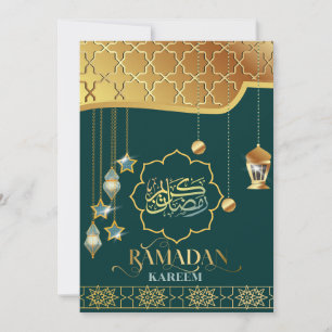 Ramadan Kareem Gouden Groene Arabische Kalligrafie Kaart