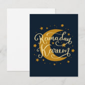 Ramadan Kareem | Goudhalve maan en sterren Notitiekaartje (Voorkant / Achterkant)