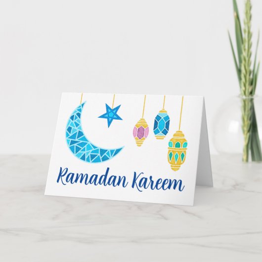 Ramadan Kareem Greetings met Fanoos en Moon Kaart (Voorkant)