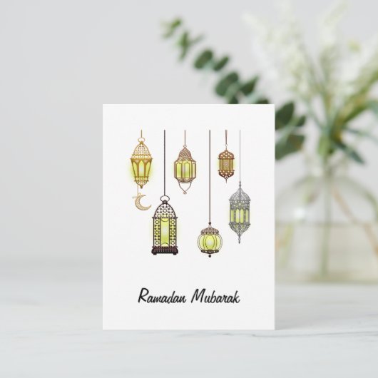 Ramadan Kareem Halve Maan Lantaarns Mubarak Islami Briefkaart (Staand voorkant)