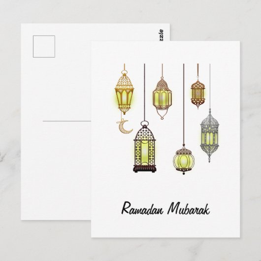 Ramadan Kareem Halve Maan Lantaarns Mubarak Islami Briefkaart (Voorkant / Achterkant)