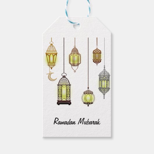 Ramadan Kareem Halve Maan Lantaarns Mubarak Islami Cadeaulabel (Voorkant)