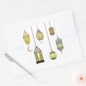 Ramadan Kareem Halve Maan Lantaarns Mubarak Islami Vierkante Sticker (Envelop)