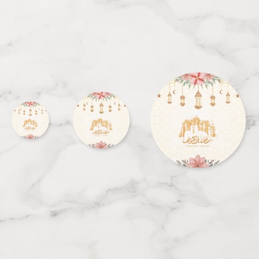 Ramadan Kareem Iftar Bloemen Waterverf Lantaarns Confetti (Achterkanten)