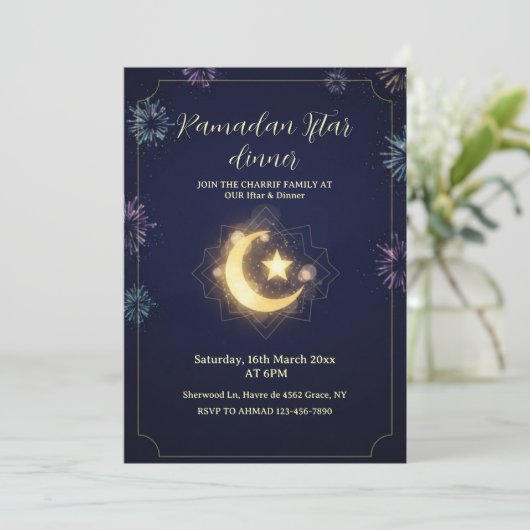 Ramadan Kareem Iftar-dinerfeest uitnodiging (Staand voorkant)