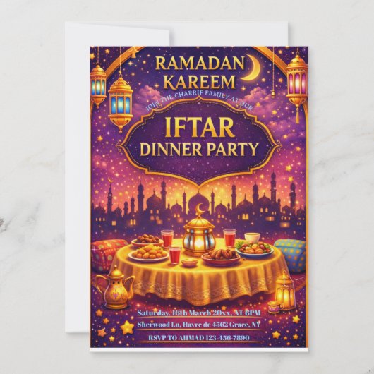 Ramadan Kareem Iftar dinner Party Invitation Kaart (Voorkant)