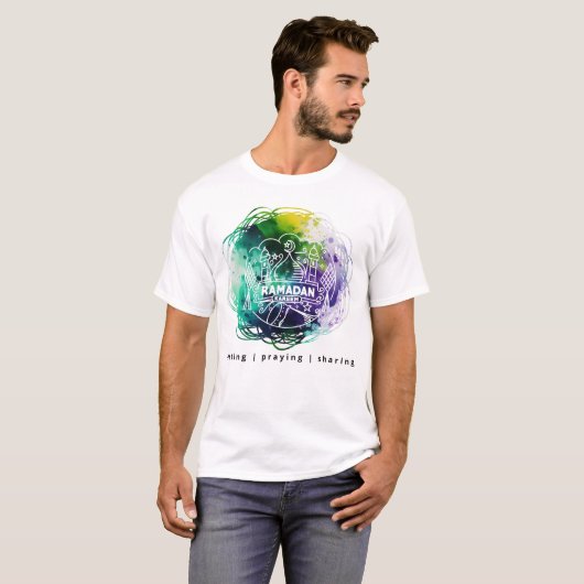 RAMADAN KAREEM in Abstracte Waterverf T-shirt (Voorkant volledig)