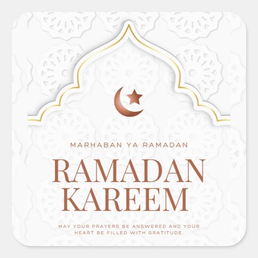 Ramadan Kareem Islamic Archway Art Vierkante Sticker (Voorkant)