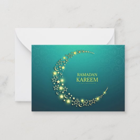Ramadan Kareem Islamic Gold Crescent Notitiekaartje (Voorkant)