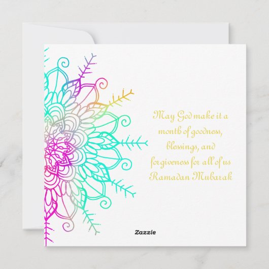 Ramadan Kareem Islamitisch motief kleurrijk Feestdagenkaart (Achterkant)