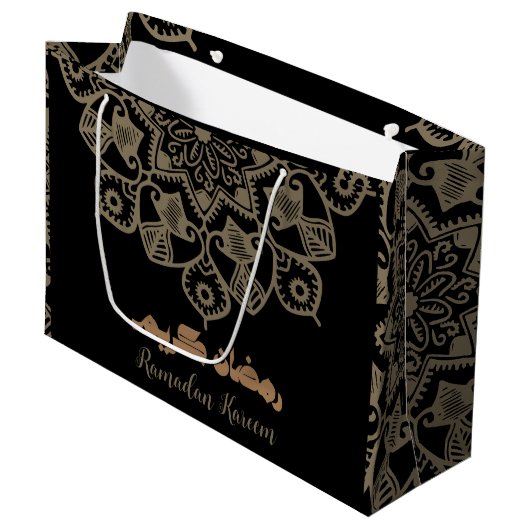 Ramadan Kareem Islamitisch motief lichtbruin Groot Cadeauzakje (Voorkant Gekanteld)