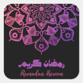 Ramadan Kareem Islamitische motief roze en zwart Vierkante Sticker (Voorkant)