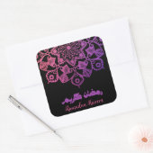 Ramadan Kareem Islamitische motief roze en zwart Vierkante Sticker (Envelop)