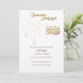 Ramadan Kareem ivoor iftar uitnodiging (Staand voorkant)
