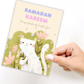 Ramadan Kareem Kat Kleurrijke Bloemen Kaart