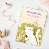 Ramadan Kareem Kat Kleurrijke Bloemen Kaart