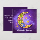 Ramadan Kareem | Kleurrijke Waterverf Crescent Feestdagenkaart (Voorkant / Achterkant)