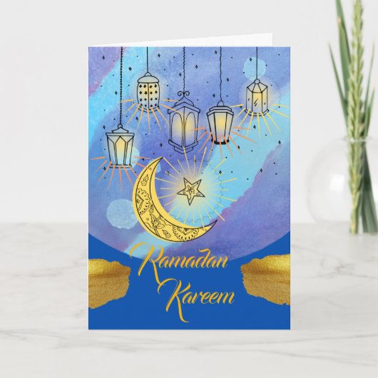 Ramadan Kareem-lantaarns 's nachts Kaart (Voorkant)