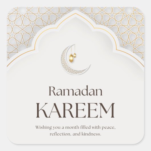 Ramadan Kareem Lantern & Crescent Art Vierkante Sticker (Voorkant)