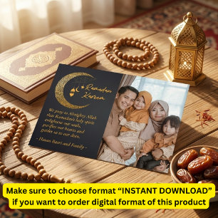 Ramadan Kareem Maan Gepersonaliseerde Foto Tekst Feestdagenkaart