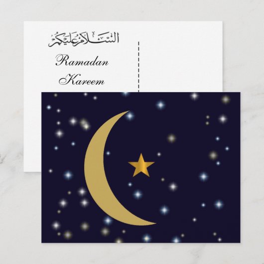 Ramadan Kareem moon en ster Briefkaart (Voorkant / Achterkant)