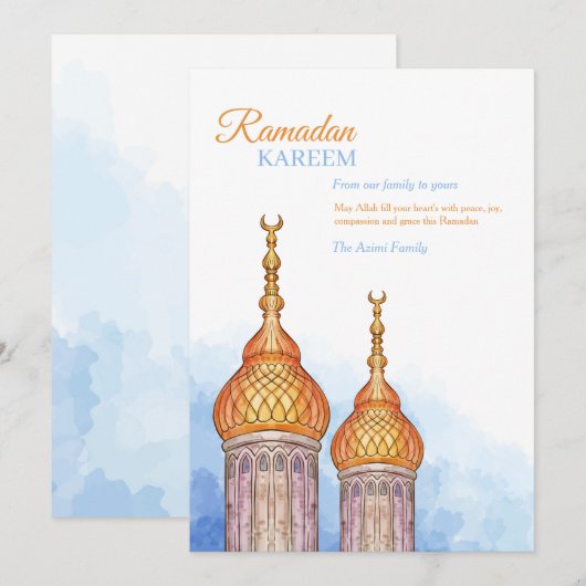 Ramadan Kareem Moskee Vakantie Kaart (Voorkant / Achterkant)
