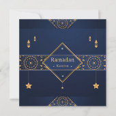 Ramadan Kareem Mubarak Blauwe Moslim Vakantie Kaar Feestdagenkaart (Voorkant)