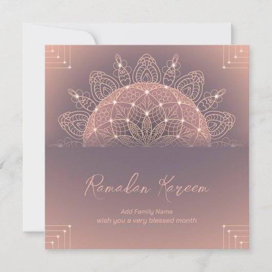 Ramadan Kareem Mubarak Elegant Mandala Feestdagenkaart (Voorkant)