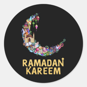 Ramadan Kareem Mubarak Fasting Moon Ronde Sticker