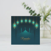 Ramadan Kareem Mubarak Gold Islamic Lantern Mosque Feestdagenkaart (Staand voorkant)