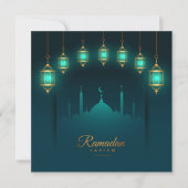 Ramadan Kareem Mubarak Gold Islamic Lantern Mosque Feestdagenkaart (Voorkant)