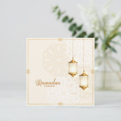 Ramadan Kareem Mubarak Golden Islamic Lantern Feestdagenkaart (Staand voorkant)