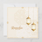 Ramadan Kareem Mubarak Golden Islamic Lantern Feestdagenkaart (Voorkant)