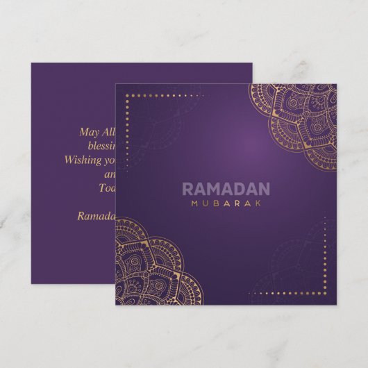 Ramadan Kareem Mubarak Golden Mandala Paars Feestdagenkaart (Voorkant / Achterkant)